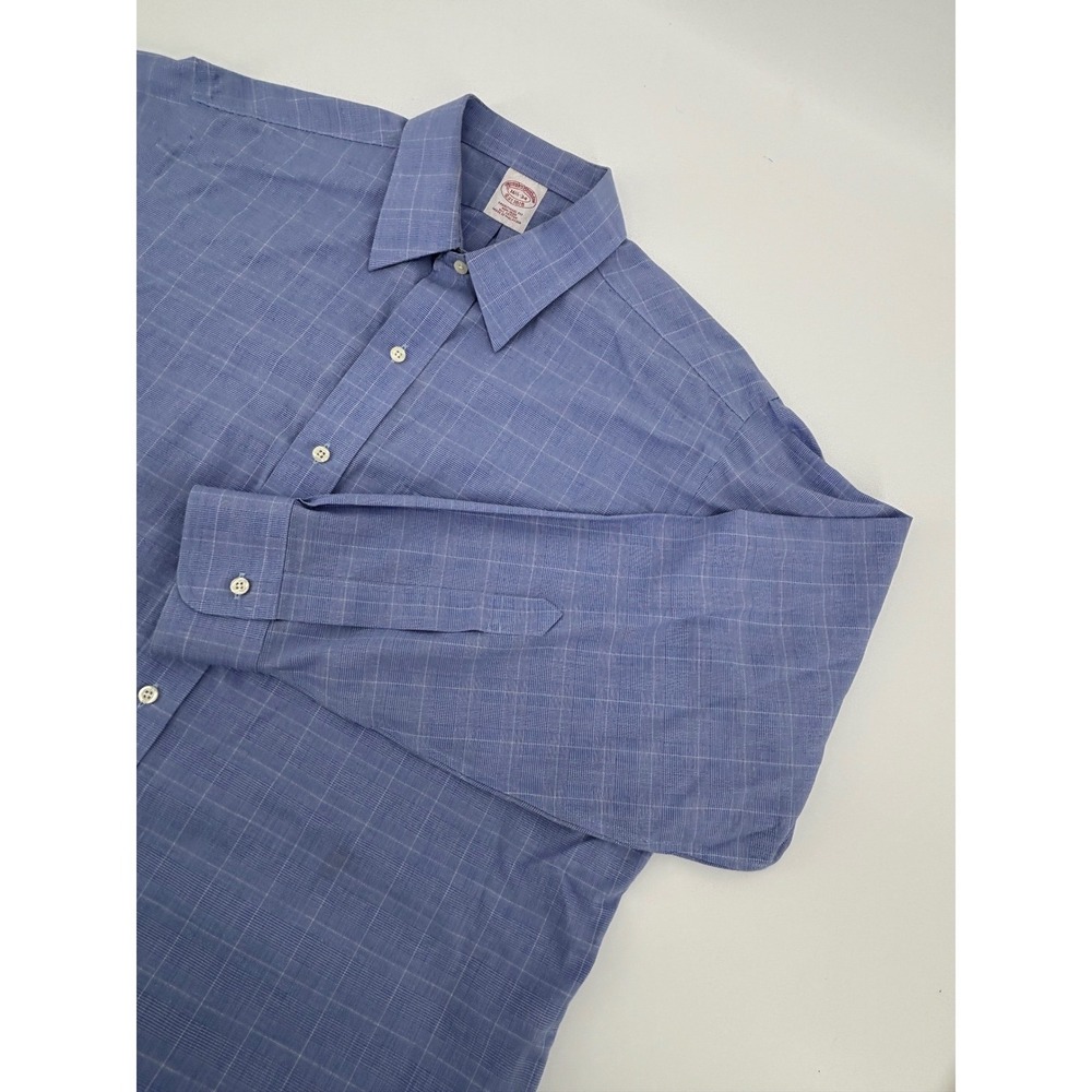 Brooks Brothers Mens 16.5-34 Traditional Fit Non-Iron Blue Glen Plaid Shirt